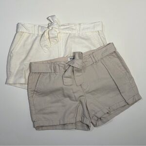 Old Navy lot of 2 linen & cotton blend shorts, white and tan, size 8